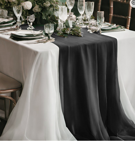 Black Chiffon Table Runner