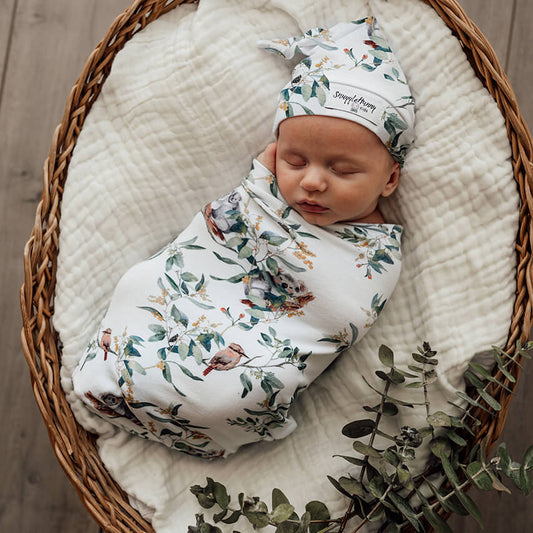 Eucalypt Snuggle Swaddle and Beanie Set