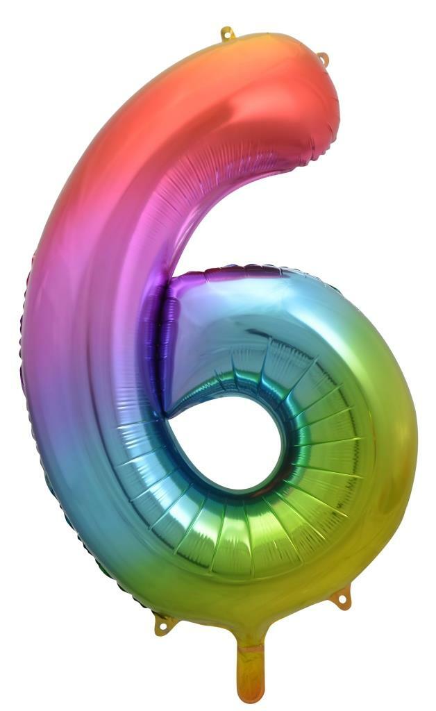 Rainbow Helium Number Balloon