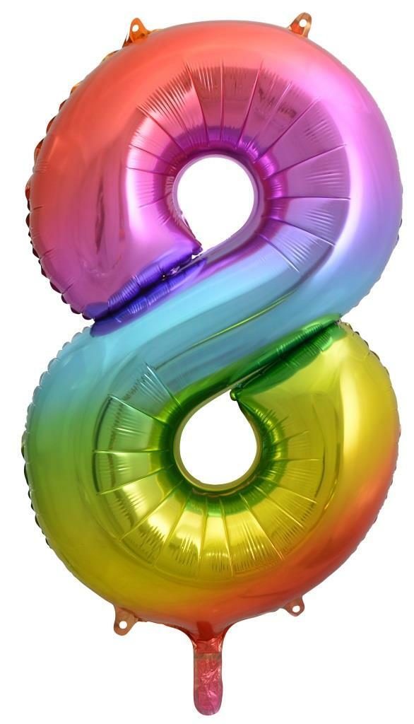 Rainbow Helium Number Balloon