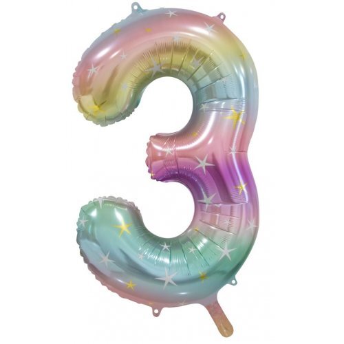 Pastel Rainbow Helium Number Balloon