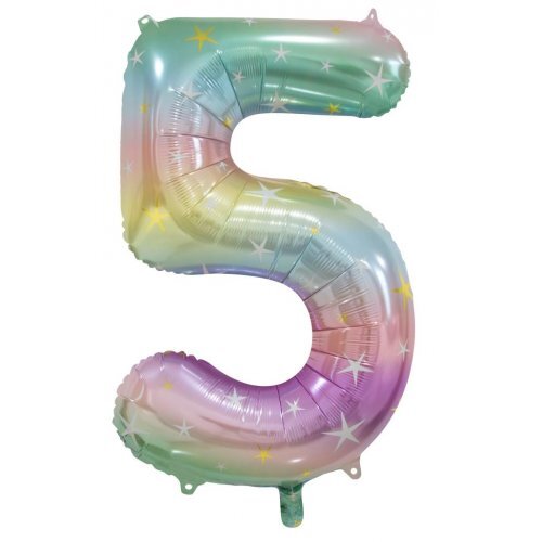 Pastel Rainbow Helium Number Balloon