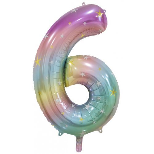 Pastel Rainbow Helium Number Balloon
