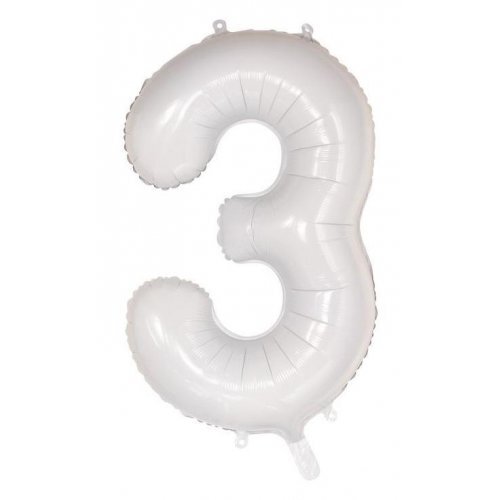 White Helium Number Balloon