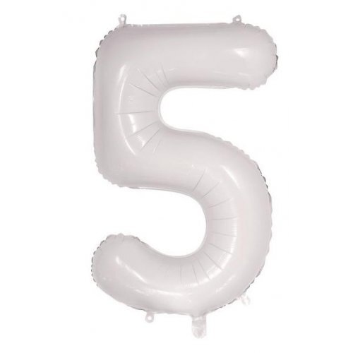 White Helium Number Balloon