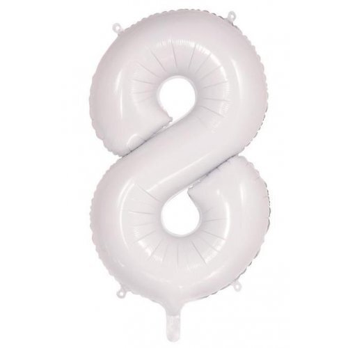 White Helium Number Balloon