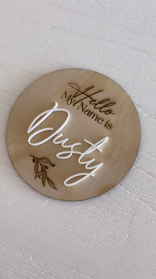 Wooden Hello my name is.. Plaque