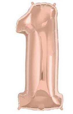 Rose Gold Helium Number Balloon with balloon bouquet